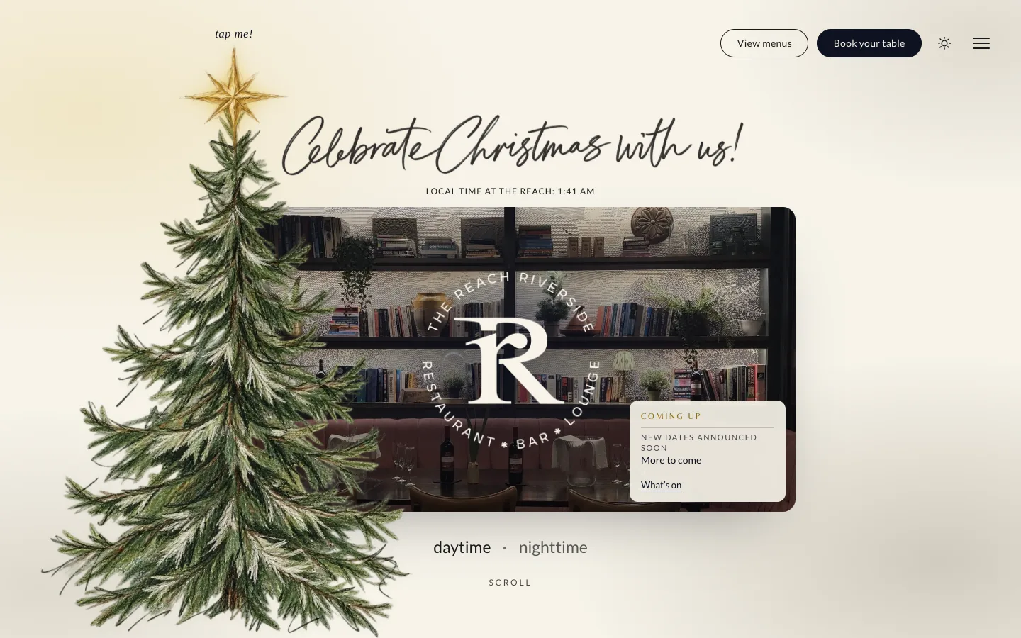 Homepage of the The Reach Riverside website